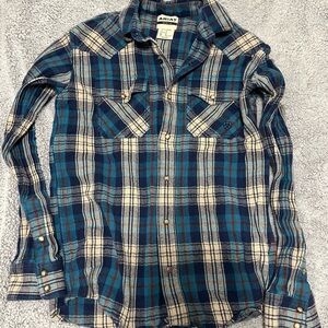 Ariat Men's Teal and Cream Plaid Button Down Shirt